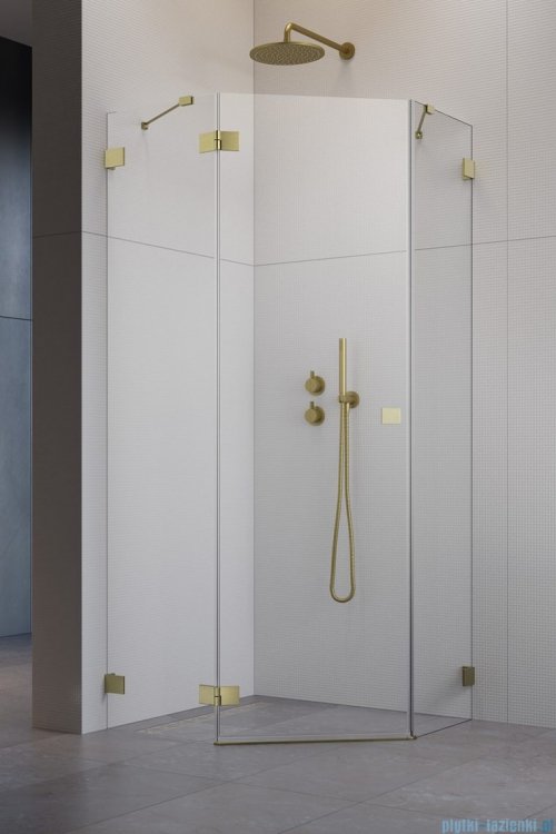 Radaway Essenza Pro Brushed Gold Ptj kabina pięciokątna 90x80 lewa szczotkowane złoto 10100000-99-01L/10100600-01-01