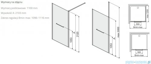 Sanplast Altus PI/ALTIIa kabina walk-in 110x212 cm czarny matowy 600-121-2551-59-401