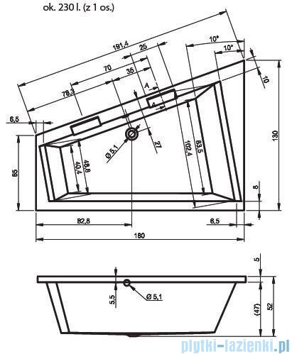 Riho Doppio wanna narożna 180x130cm prawa nogi+syfon BA90/09/495121