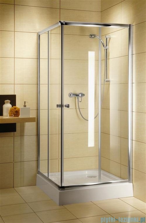 Radaway Classic C Kabina prysznicowa kwadratowa z drzwiami przesuwnymi 90x90 szkło brązowe profile białe 30050-04-08