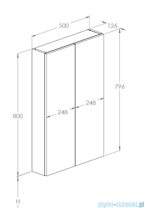 Roca Extra Kolumna łazienkowa niska z 2 drzwiami slim 80x50x12  ONYX MAT A857960531