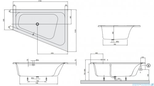 Villeroy&amp;Boch Loop &amp; Friends Square 175x135 wanna asymetryczna Prawa UBA175LFS9REV-01