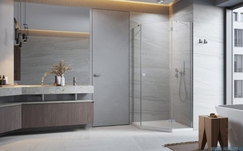 Radaway Essenza 8 Ptj kabina pięciokątna 80x80cm prawa szkło przejrzyste 10490000-01-01R/10490100-01-01