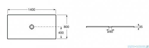 Roca Cratos brodzik prostokątny 140x80cm biały matowy A3740L4620