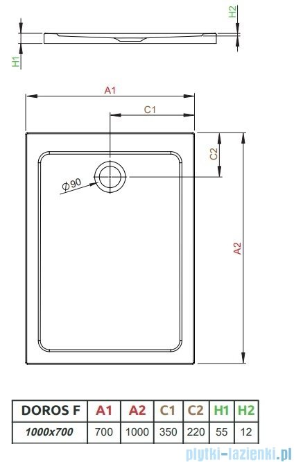 Radaway Doros F Stone brodzik 100x70x5,5 biały SDRF1070-01-04S