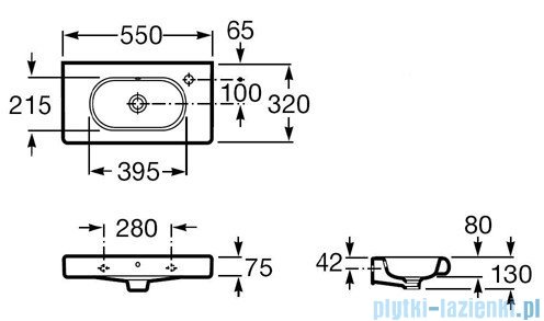 Roca Meridian-N Compacto Umywalka 55x32cm z otworem A32724Y000