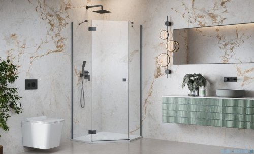 Radaway Essenza 8 Brushed GunMetal Ptj kabina pięciokątna 90x100cm lewa szczotkowany grafit 10490000-92-01L/10490700-01-01