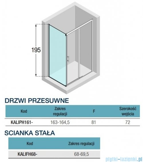 Novellini Kali PH+FH kabina 165x70 profile czarne KALIPH161-1H/KALIFH68-1H