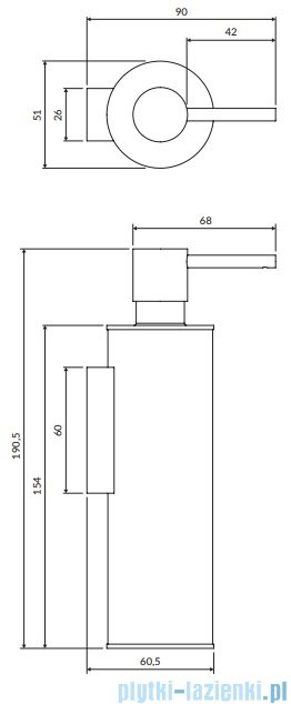 Omnires Modern Project dozownik mydła w płynie wiszący miedź szczotkowana MP60721CPB
