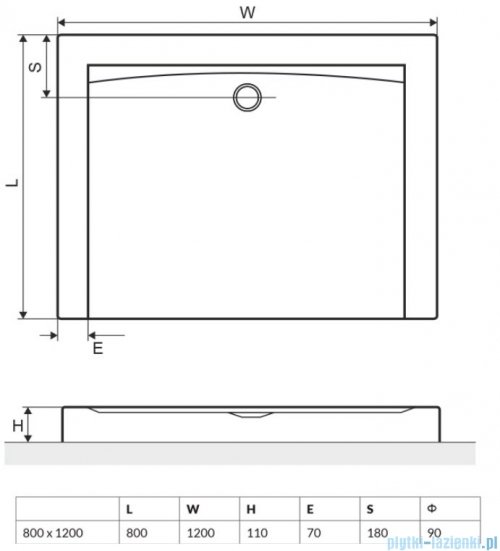 Excellent Forma Compact Brodzik 120X80 prostokątny biały BREX.FOR128WHC