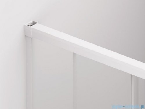 SanSwiss Cadura White Line drzwi przesuwne 180cm jednoskrzydłowe prawe z polem stałym profile biały mat CAS2D1800907