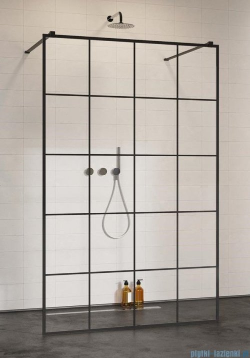 Radaway Modo X Black I Factory kabina Walk-in 120x200 szkło 10mm 388324-54-57, industrialny, loft