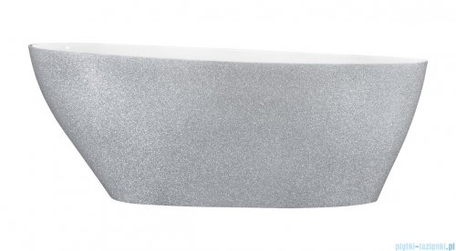 Besco Goya Glam srebrna 160x70cm wanna wolnostojąca konglomeratowa + odpływ klik-klak #WMD-160-GS