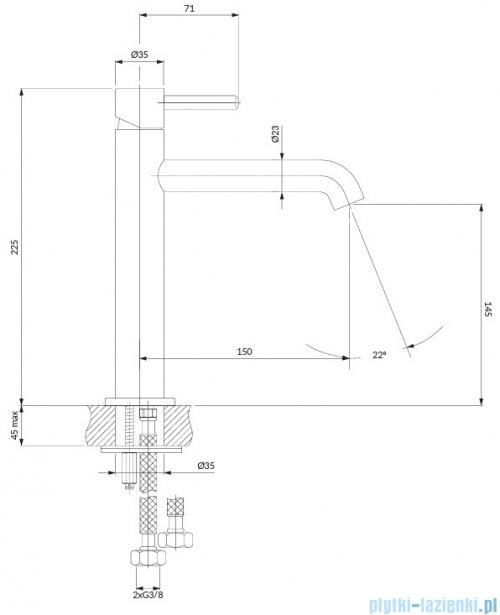 Omnires Y bateria umywalkowa 23 cm biały mat Y1212CWM