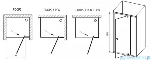 Ravak Drzwi prysznicowe obrotowe Pivot PDOP2-120 białe/białe 03GG0101Z1