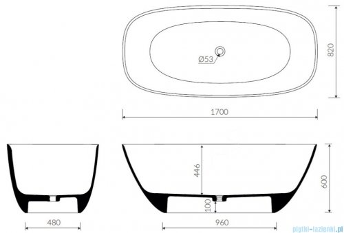 Sanitti Sette wanna wolnostojąca 170x82 + syfon bez przelewu biała PW640021700