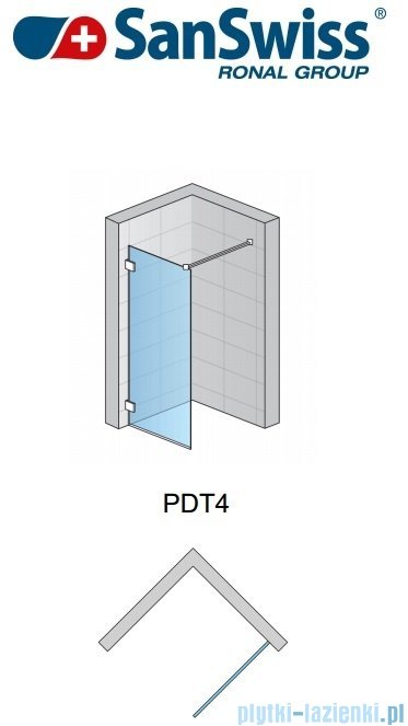 SanSwiss Pur PDT4 kabina Walk-in 100-160cm profil chrom szkło przezroczyste Prawa PDT4DSM41007