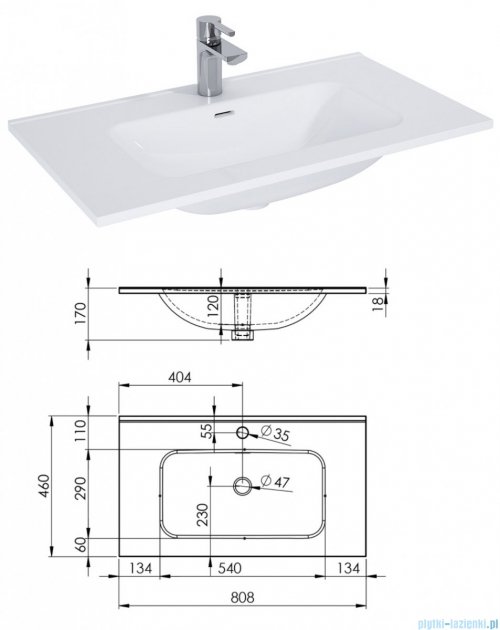 Elita Look szafka z umywalką 80x28x45cm anthracite 167080/145840