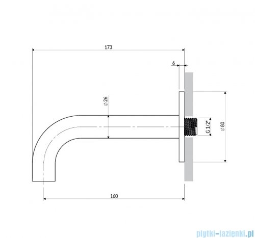 Omnires wylewka wannowa ścienna 16 cm czarny mat WDY-SBL