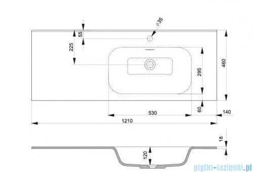 Oristo Enola umywalka meblowa prawa ceramiczna 120x46cm UME-EN-120-91-P