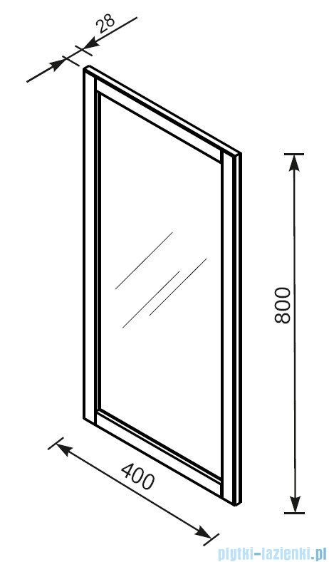 rysunek techniczny Oristo Montebianco lustro w ramie 40x80cm biały mat OR47-L-RAOO-40-2