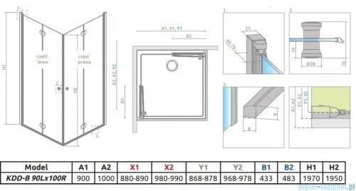 Radaway Eos KDD B kabina prysznicowa 90x100 przejrzyste 137353-01-01R