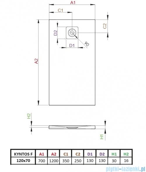 Radaway Kyntos F brodzik 120x70cm biały HKF12070-04
