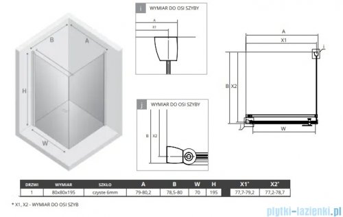 New Trendy New Soleo Gunmetal Brushed 80x80x195 cm kabina wspornik prosty grafit szczotkowany/szkło przejrzyste K-2132-WP