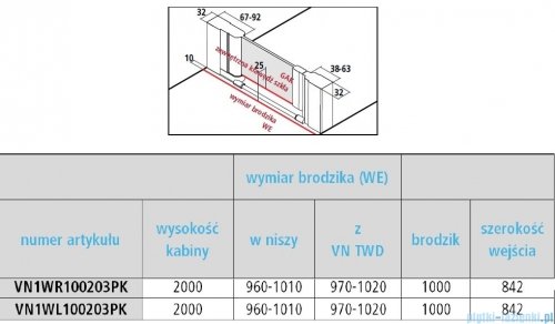Vitalle NOLA drzwi wahadłowe 1-skrzydłowe prawe 100 cm czarne VN1WR100203PK