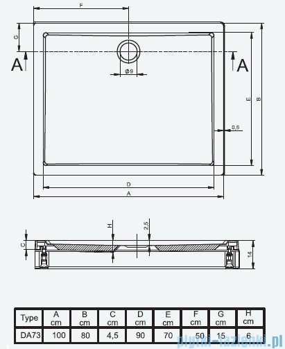 Riho Brodzik prostokątny płaski 273 100x80x14 DA73 + obudowa + nózki