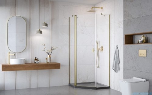 Radaway Nes Brushed Gold Ptj kabina pięciokątna 100x90cm lewa złoto szczotkowane 10052000-99-01L/10052700-99-01