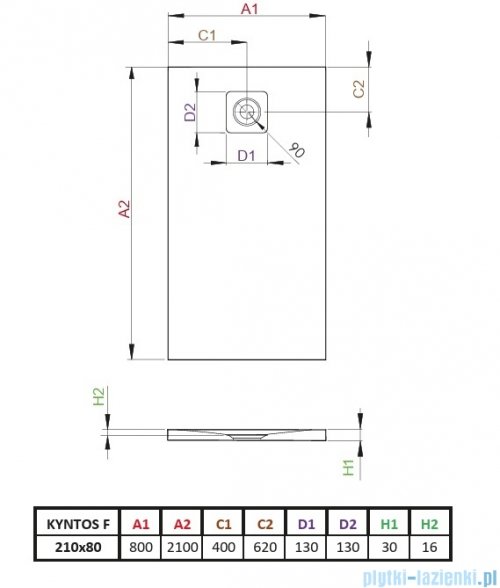 Radaway Kyntos F brodzik 210x80cm biały HKF21080-04