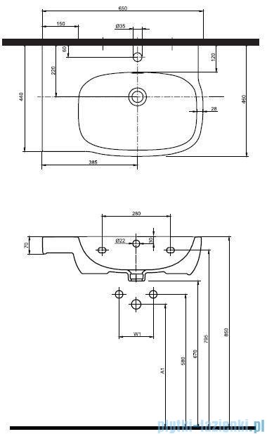 Koło Style Umywalka asymetryczna 65cm z otworem Lewa L21766000