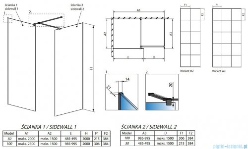 Radaway Modo New Black III kabina Walk-in 50x100x200 Frame