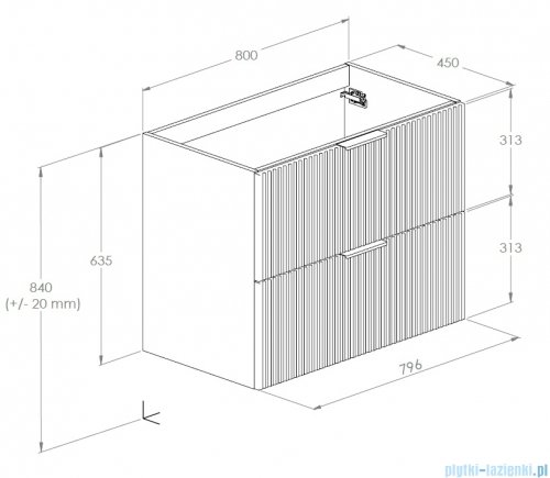 Roca Reef szafka 79x45x63 JASNY DĄB A857955464