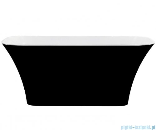 Besco Assos 160x70cm wanna biało-czarna wolnostojąca + syfon klik-klak czarny czyszczony od góry #WMD-160-AWB