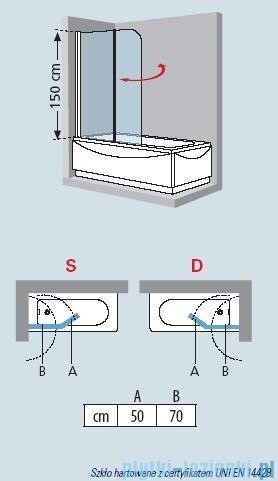 Novellini Parawan Aurora2 120x150cm profil srebrny szkło satyna AURORAN2-4B
