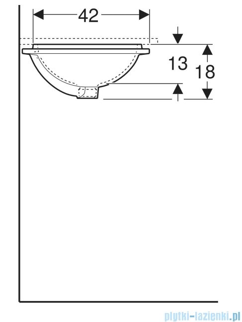 Geberit VariForm Umywalka owalna z przelewem 49,5x42cm KeraTect 500.748.00.2