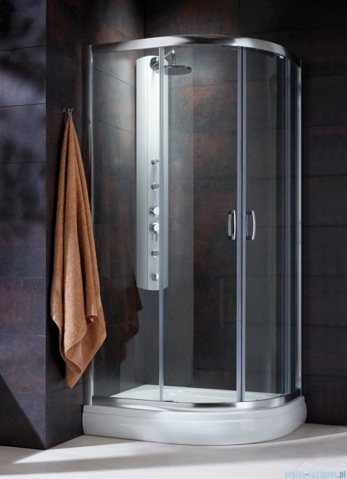 Radaway Premium Plus E Kabina półokrągła z drzwiami przesuwnymi 100x80x190cm szkło satinato