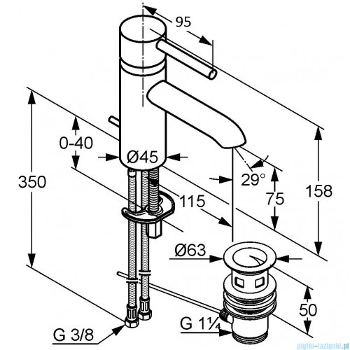 Vitalle TAIL bateria umywalkowa stojąca chrom 382910590