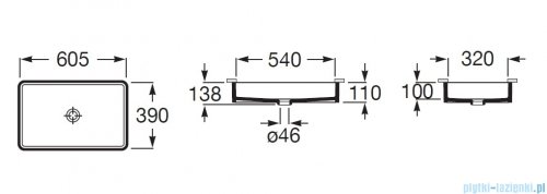 Roca Square FINECERAMIC Umywalka 60x39cm podblatowa perłowa A327535630