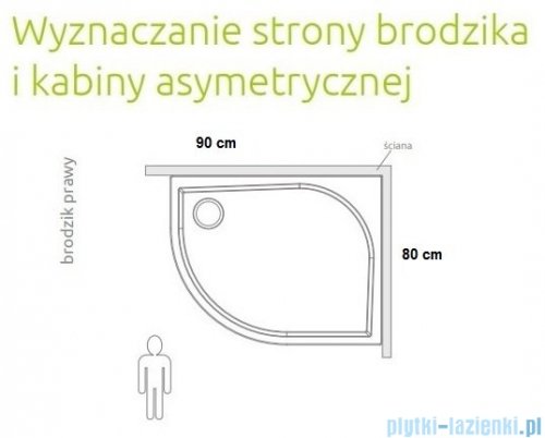 Radaway Delos E Compact Brodzik półokrągły 90x80cm prawy SDE9080-05R