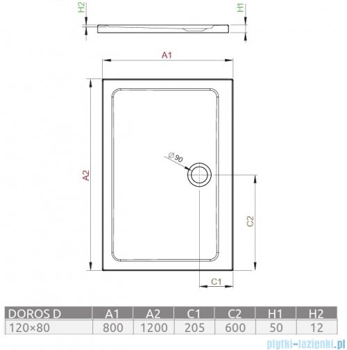 Radaway Doros D Stone brodzik 120x80 kaszmirowy SDRD1280-01-84S