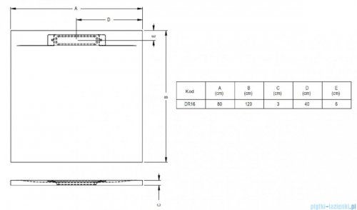 Riho Isola brodzik posadzkowy 120x80 antracyt DR16080