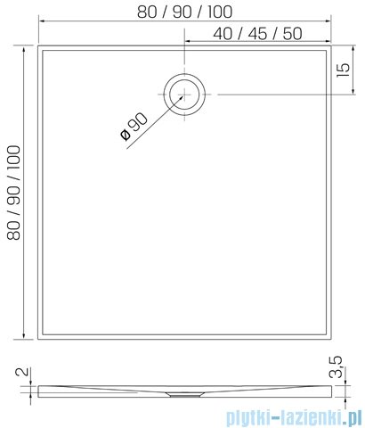 New Trendy Nex Shade brodzik konglomeratowy z strukturą kwadratowy 80x80x3.5 cm beżowy B-0484