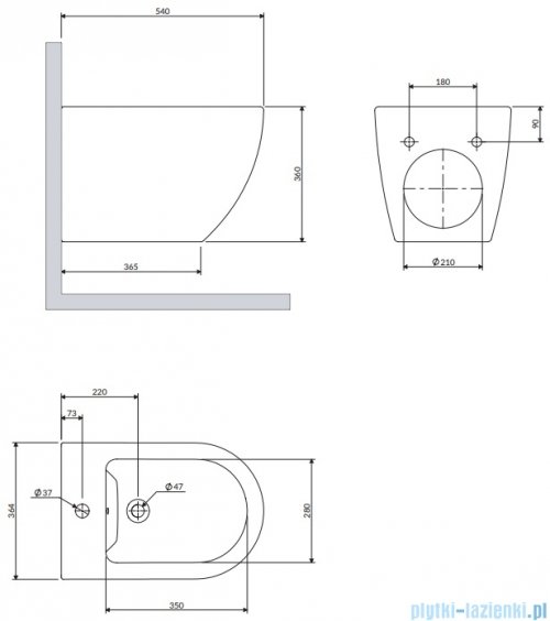Omnires Ottawa Comfort bidet wiszący z ukrytymi mocowaniami biały mat OTTAWACMBIBM