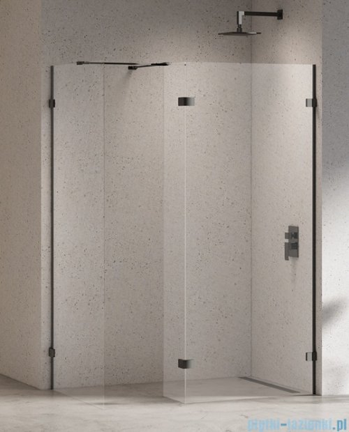 New Trendy Eventa Black Chrome kabina walk-in 110x70x200 cm z dodatkową ścianką przejrzyste czarny połysk EXK-6324/EXK-6327