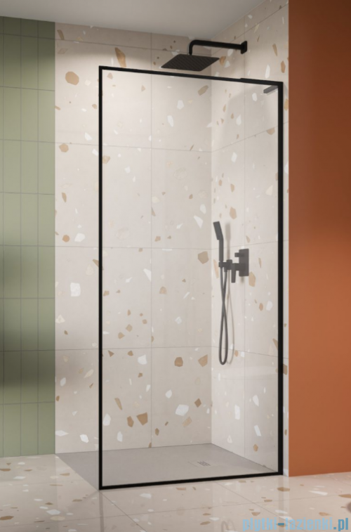 Radaway Modo F SL Black II kabina Walk-in 115x201,6cm prawa Czarna szkło przejrzyste 10419115-54-01R