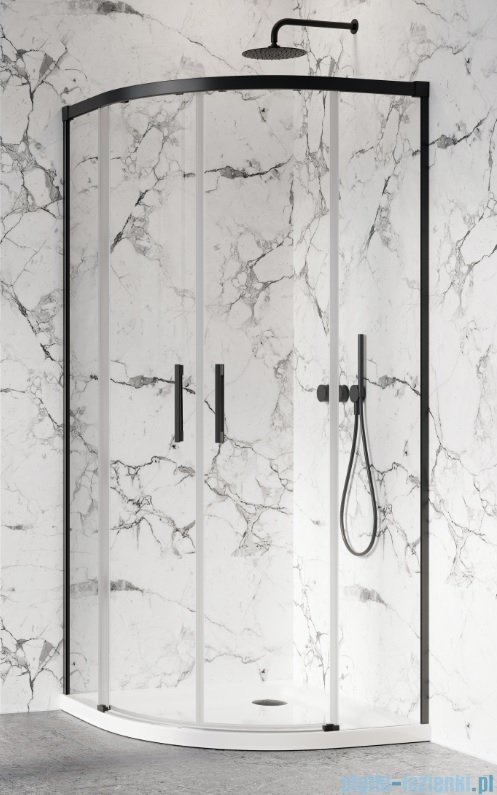 Radaway Idea Black Pdd kabina 80x90cm szkło czarny mat/szkło przejrzyste 387139-01-01/387150-54-01