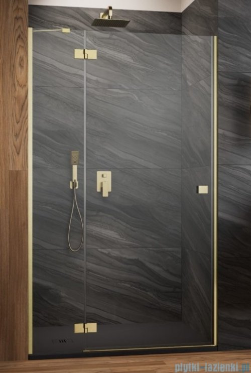 Radaway Essenza 8 Brushed Gold Dwj drzwi wnękowe 130cm lewe szczotkowane złoto/szkło przejrzyste 10480812-01-01L/10460437-99-01L
